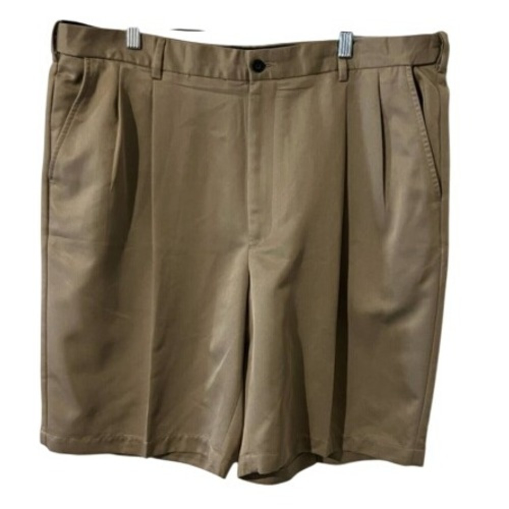 Pro Tour Mens Golf Shorts Khaki Polyester Size 40 Pockets‎ Pleated Front Preppy